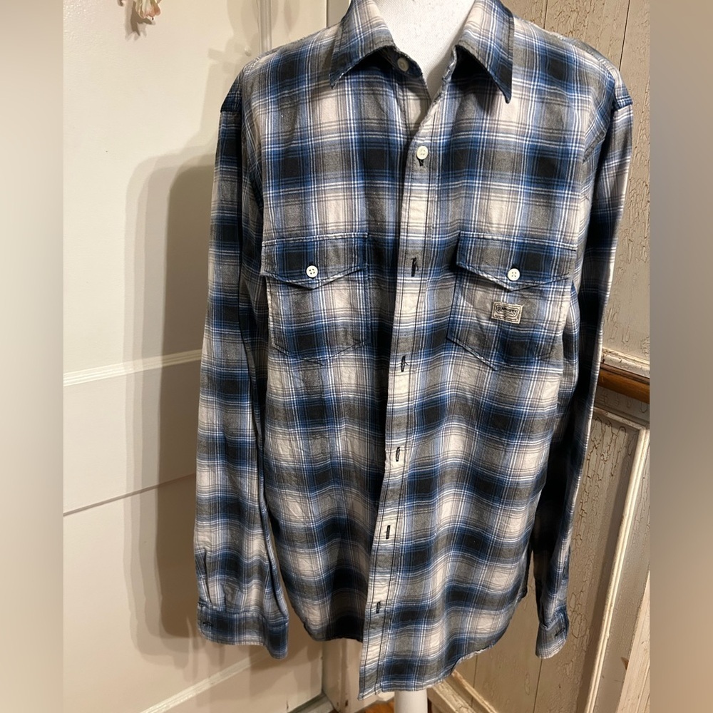 Mens Denim & Supply Ralph Lauren Black and Blue Plaid Shirt
